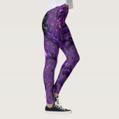 Funky Bold Boho Paarse Digitale Abstracte Fractal Leggings (Rechts)