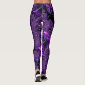 Funky Bold Boho Paarse Digitale Abstracte Fractal Leggings (Achterkant)