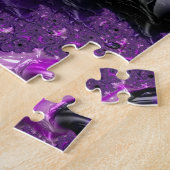Funky Bold Boho Paarse Digitale Abstracte Fractal Legpuzzel (Zijkant)