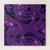 Funky Bold Boho Paarse Digitale Abstracte Fractal Legpuzzel (Horizontaal)