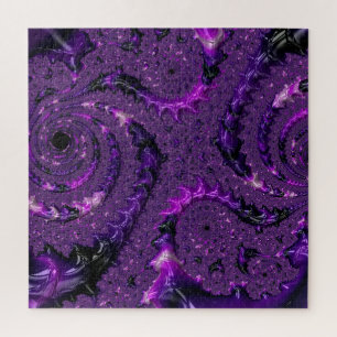 Funky Bold Boho Paarse Digitale Abstracte Fractal Legpuzzel