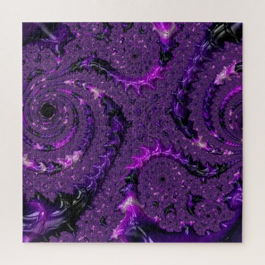 Funky Bold Boho Paarse Digitale Abstracte Fractal Legpuzzel (Verticaal)