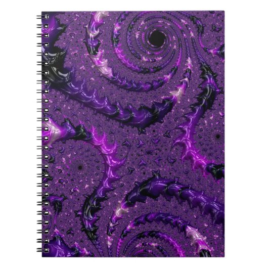 Funky Bold Boho Paarse Digitale Abstracte Fractal Notitieboek (Voorkant)