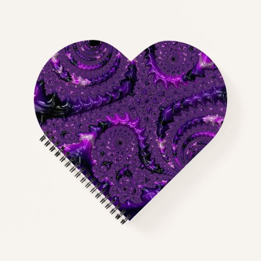 Funky Bold Boho Paarse Digitale Abstracte Fractal Notitieboek (Voorkant)