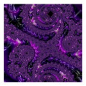 Funky Bold Boho Paarse Digitale Abstracte Fractal Perfect Poster (Voorkant)