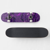 Funky Bold Boho Paarse Digitale Abstracte Fractal Persoonlijk Skateboard (Horizontaal)