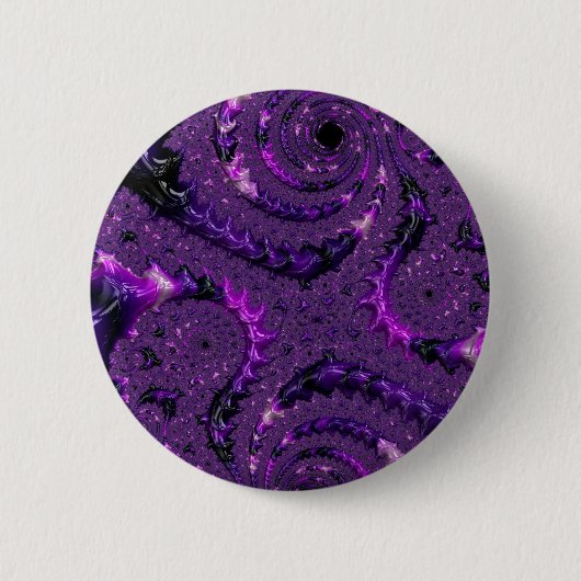 Funky Bold Boho Paarse Digitale Abstracte Fractal Ronde Button 5,7 Cm (Voorkant)