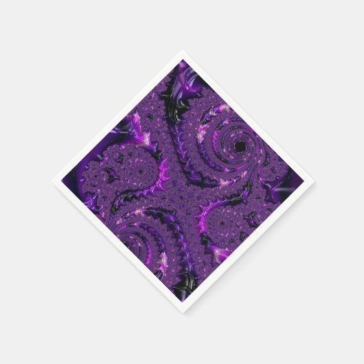 Funky Bold Boho Paarse Digitale Abstracte Fractal Servet (Hoek)