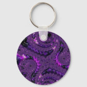 Funky Bold Boho Paarse Digitale Abstracte Fractal Sleutelhanger (Voorkant)