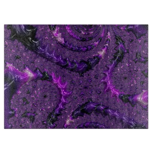 Funky Bold Boho Paarse Digitale Abstracte Fractal Snijplank (Voorkant)