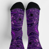 Funky Bold Boho Paarse Digitale Abstracte Fractal Sokken (Top)
