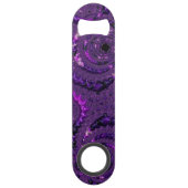 Funky Bold Boho Paarse Digitale Abstracte Fractal Speed Flessenopener (Achterkant)