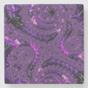 Funky Bold Boho Paarse Digitale Abstracte Fractal Stenen Onderzetter