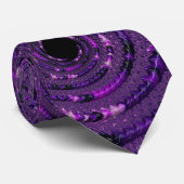 Funky Bold Boho Paarse Digitale Abstracte Fractal Stropdas (Opgerold)