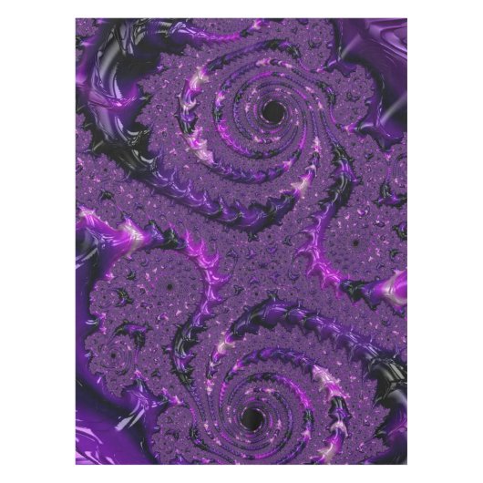 Funky Bold Boho Paarse Digitale Abstracte Fractal Tafelkleed (Voorkant)
