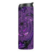 Funky Bold Boho Paarse Digitale Abstracte Fractal Thermosbeker (Gedraaid links)