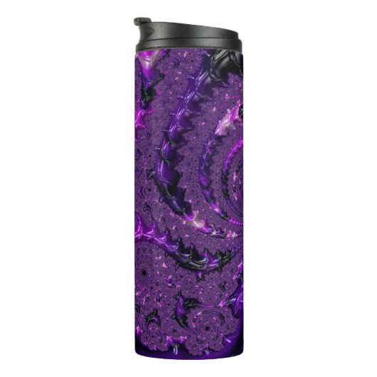 Funky Bold Boho Paarse Digitale Abstracte Fractal Thermosbeker (Geroteerd rechts)