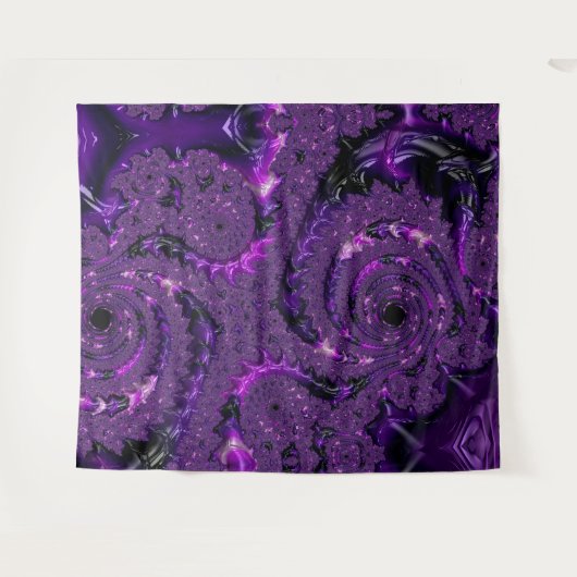 Funky Bold Boho Paarse Digitale Abstracte Fractal Wandkleed (Voorkant (horizontaal))