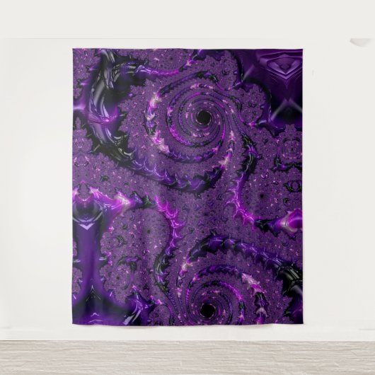 Funky Bold Boho Paarse Digitale Abstracte Fractal Wandkleed (Voorkant)