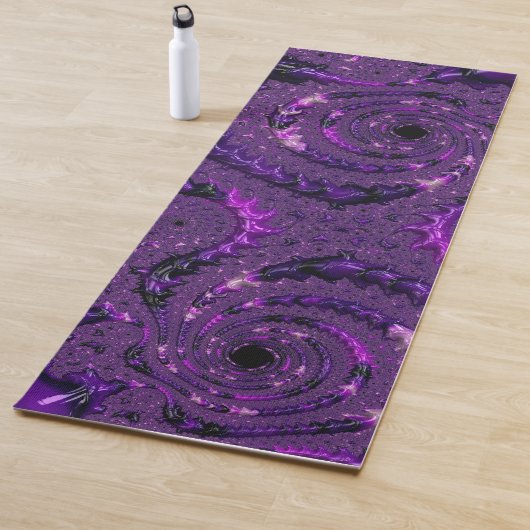 Funky Bold Boho Paarse Digitale Abstracte Fractal Yogamat (In situ)