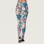 Funky bold floral in roze en blauwgroen Leggings (Achterkant)