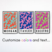 Funky Bold Retro Koraal Patroon Poster