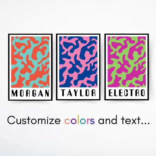 Funky Bold Retro Koraal Patroon Poster