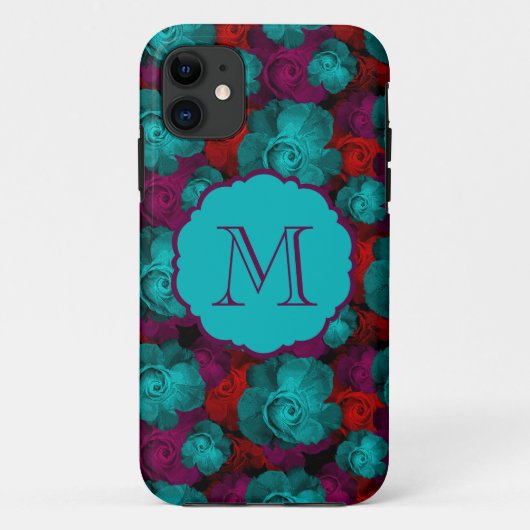 Funky Bold Rozen Patroon Monogram Case-Mate iPhone Case (Achterkant)