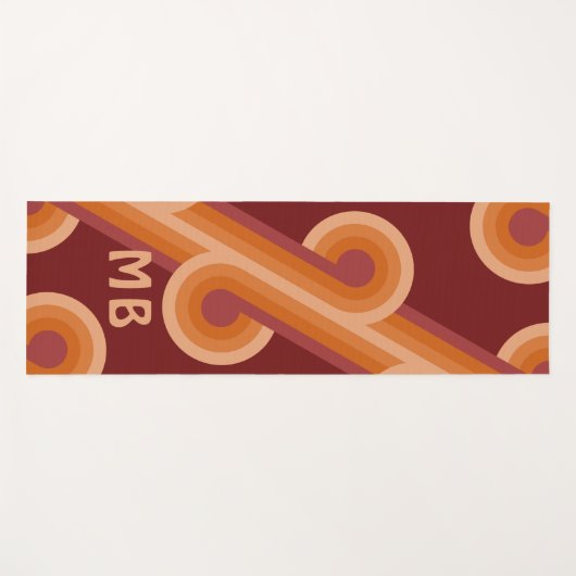 Funky Bold Sinaasappel Donker Maroon Rood Retro Pa Yogamat (Voorkant (horizontaal))