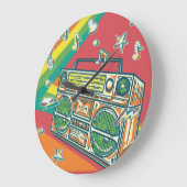 Funky Boom Box Kleurrijk ontwerp Grote Klok (Hoek)