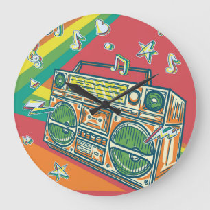 Funky Boom Box Kleurrijk ontwerp Grote Klok