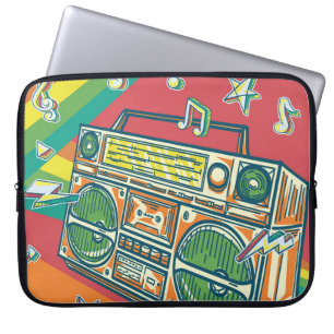 Funky Boom Box Kleurrijk ontwerp Laptop Sleeve