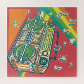 Funky Boom Box Kleurrijk ontwerp Legpuzzel (Horizontaal)