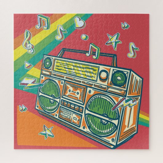 Funky Boom Box Kleurrijk ontwerp Legpuzzel (Verticaal)