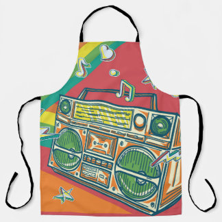Funky Boom Box Kleurrijk ontwerp Schort