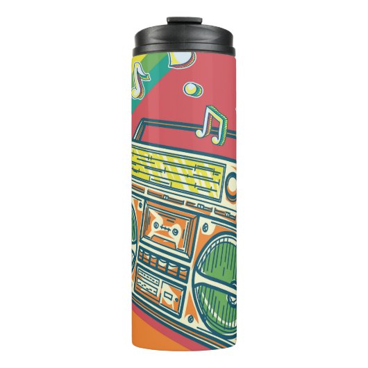 Funky Boom Box Kleurrijk ontwerp Thermosbeker (Voorkant)