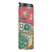 Funky Boom Box Kleurrijk ontwerp Thermosbeker (Geroteerd rechts)