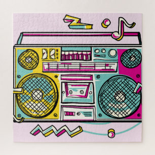 Funky Boombox Kleurrijk Getekend Ontwerp Legpuzzel