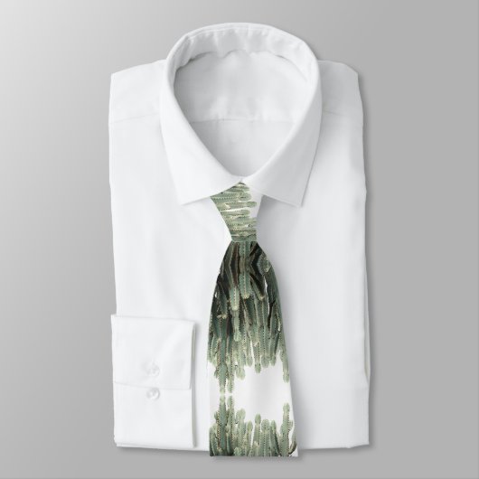 Funky Bord Green Cactus Succulent Pattern Stropdas (Gebonden)