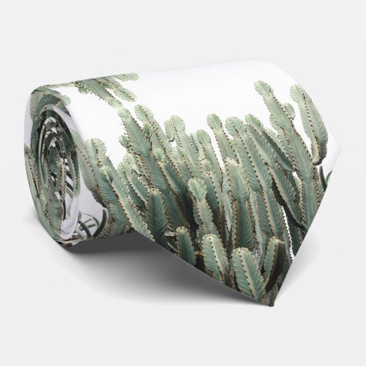 Funky Bord Green Cactus Succulent Pattern Stropdas (Opgerold)