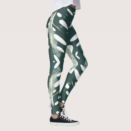 Funky Bord Green Leaf Print Leggings (Rechts)