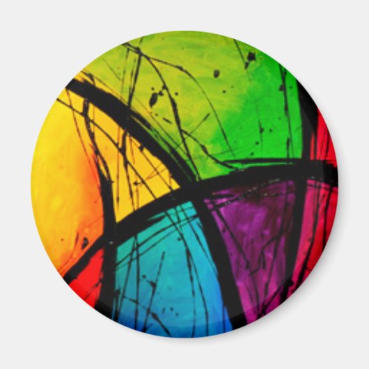 Funky Bright Abstract maken van kunst Magneet (Voorkant)