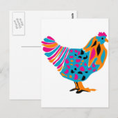 Funky Bright Chicken Briefkaart (Voorkant / Achterkant)