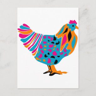 Funky Bright Chicken Briefkaart