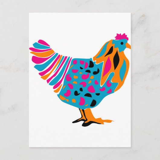 Funky Bright Chicken Briefkaart (Voorkant)
