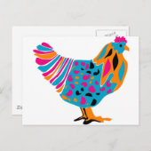 Funky Bright Chicken Briefkaart (Voorkant / Achterkant)