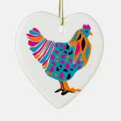 Funky Bright Chicken Keramisch Ornament (Rechts)