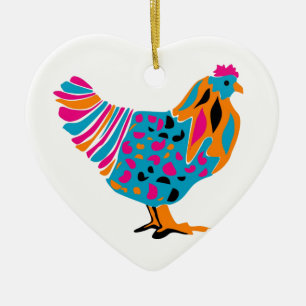 Funky Bright Chicken Keramisch Ornament