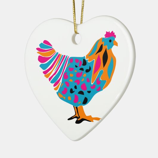 Funky Bright Chicken Keramisch Ornament (Links)