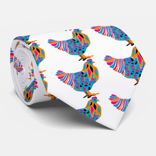 Funky Bright Chicken Stropdas (Opgerold)